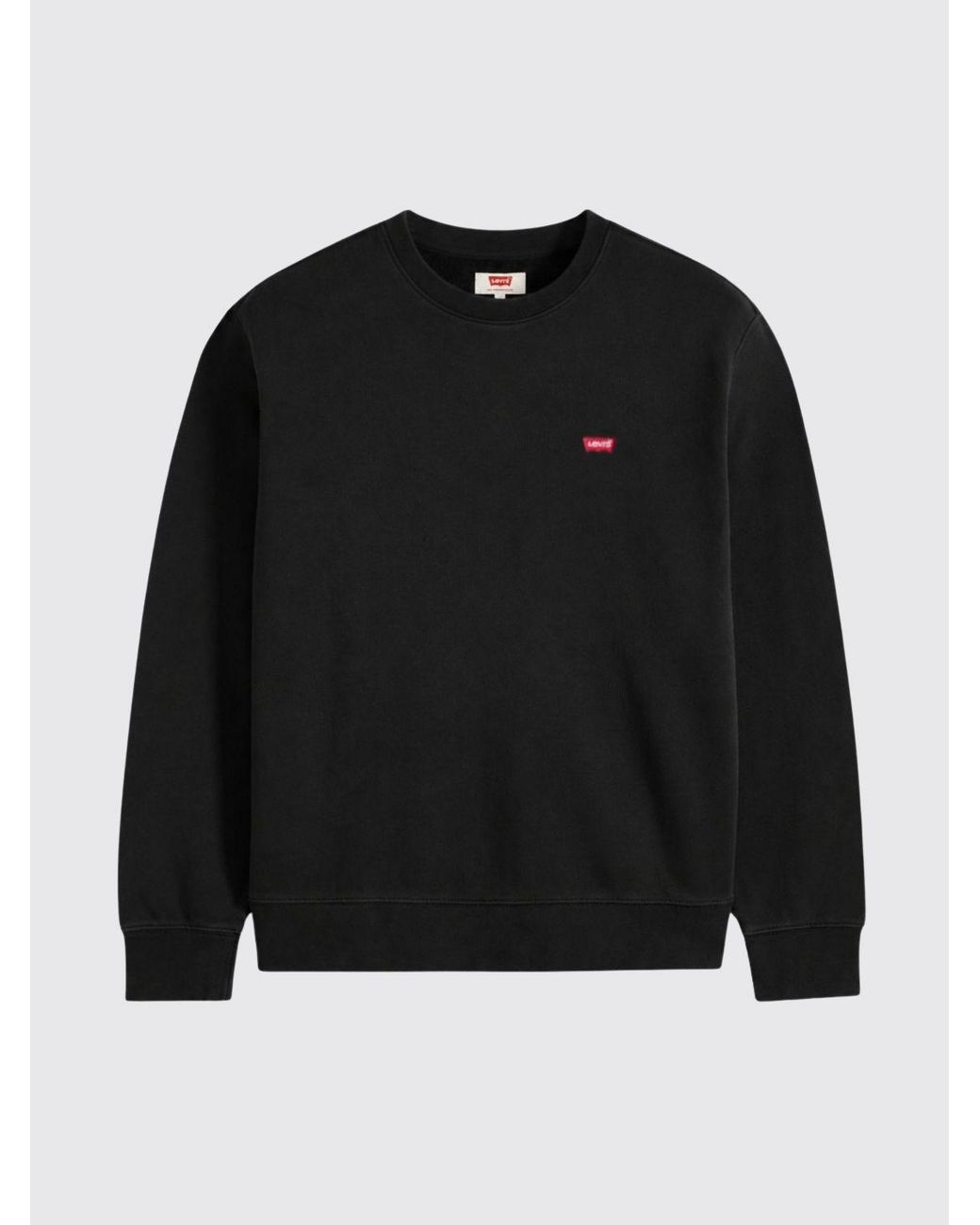 Levi's Black Pure Cotton Crewneck Sweatshirt With Dropped Shoulders And Tonal Logo for men
