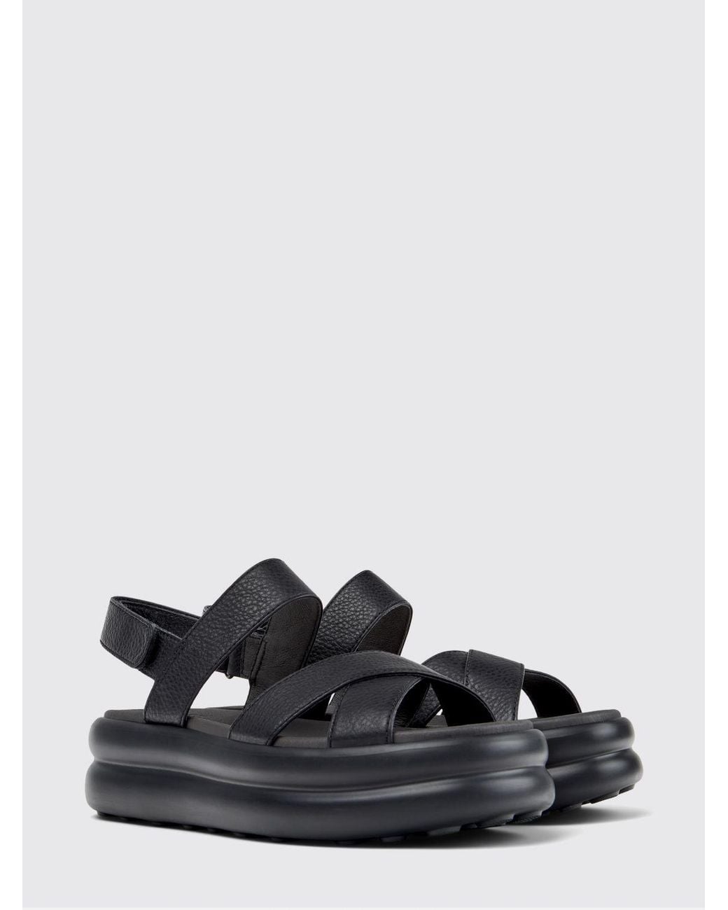 Camper White Pelotas Flota Up Grained Leather Sandals