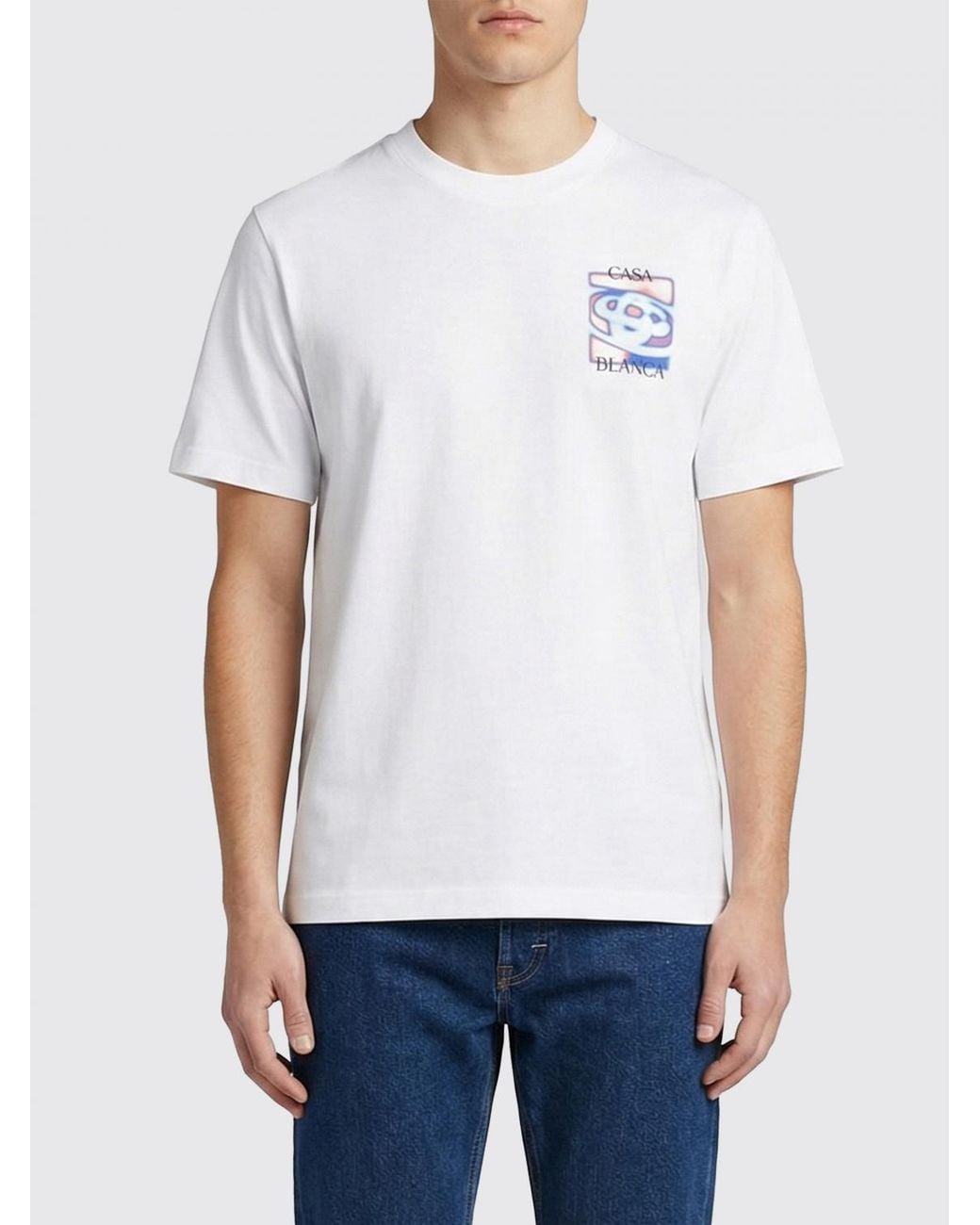 Casablanca White Printed Organic Cotton T-Shirt for men