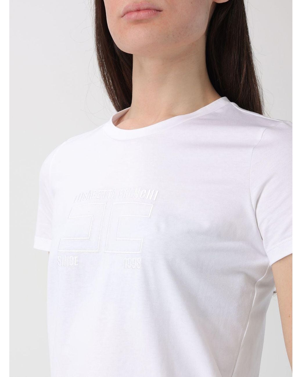 Elisabetta Franchi White Jersey T-Shirt With Embroidered Logo