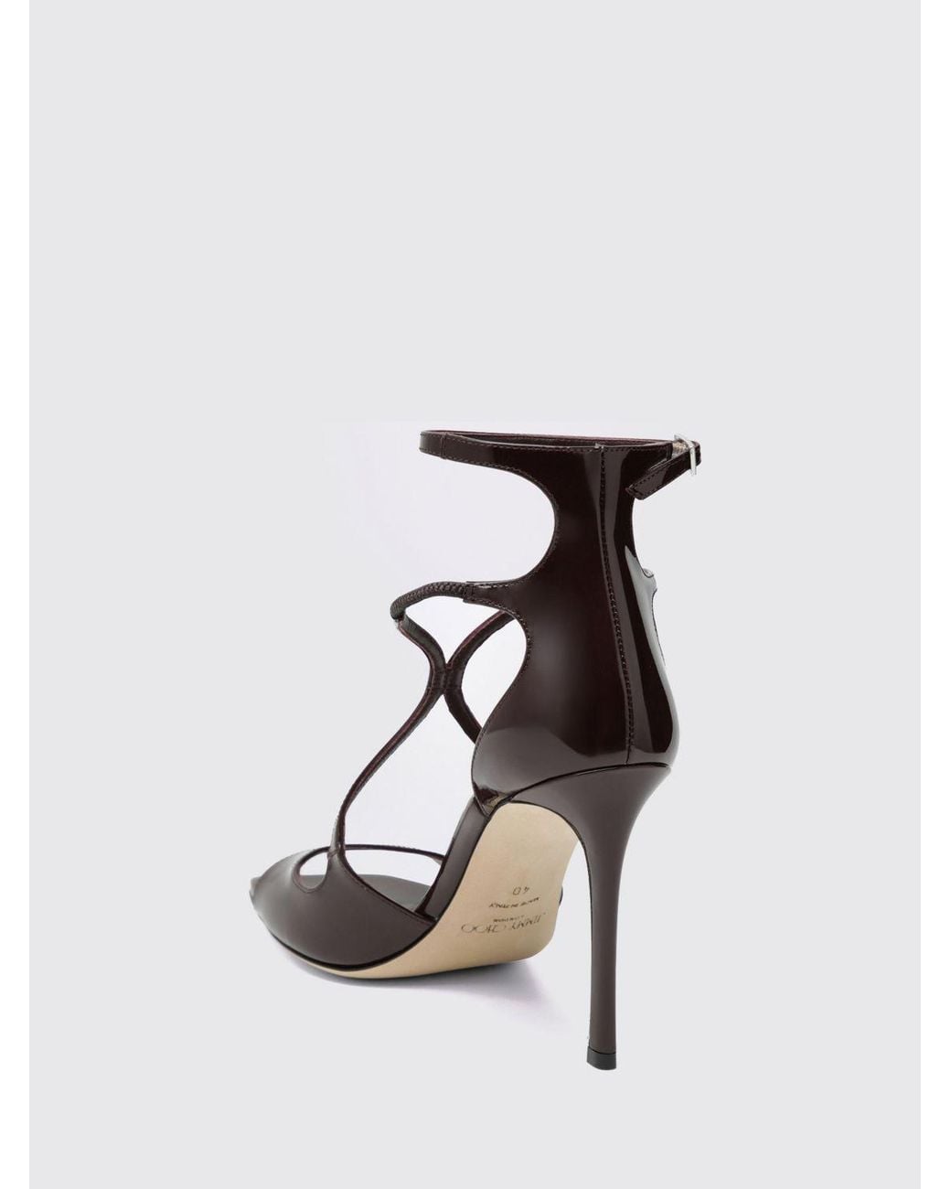 Jimmy Choo Red Azia Patent Leather High Heel Sandals With Ankle Strap
