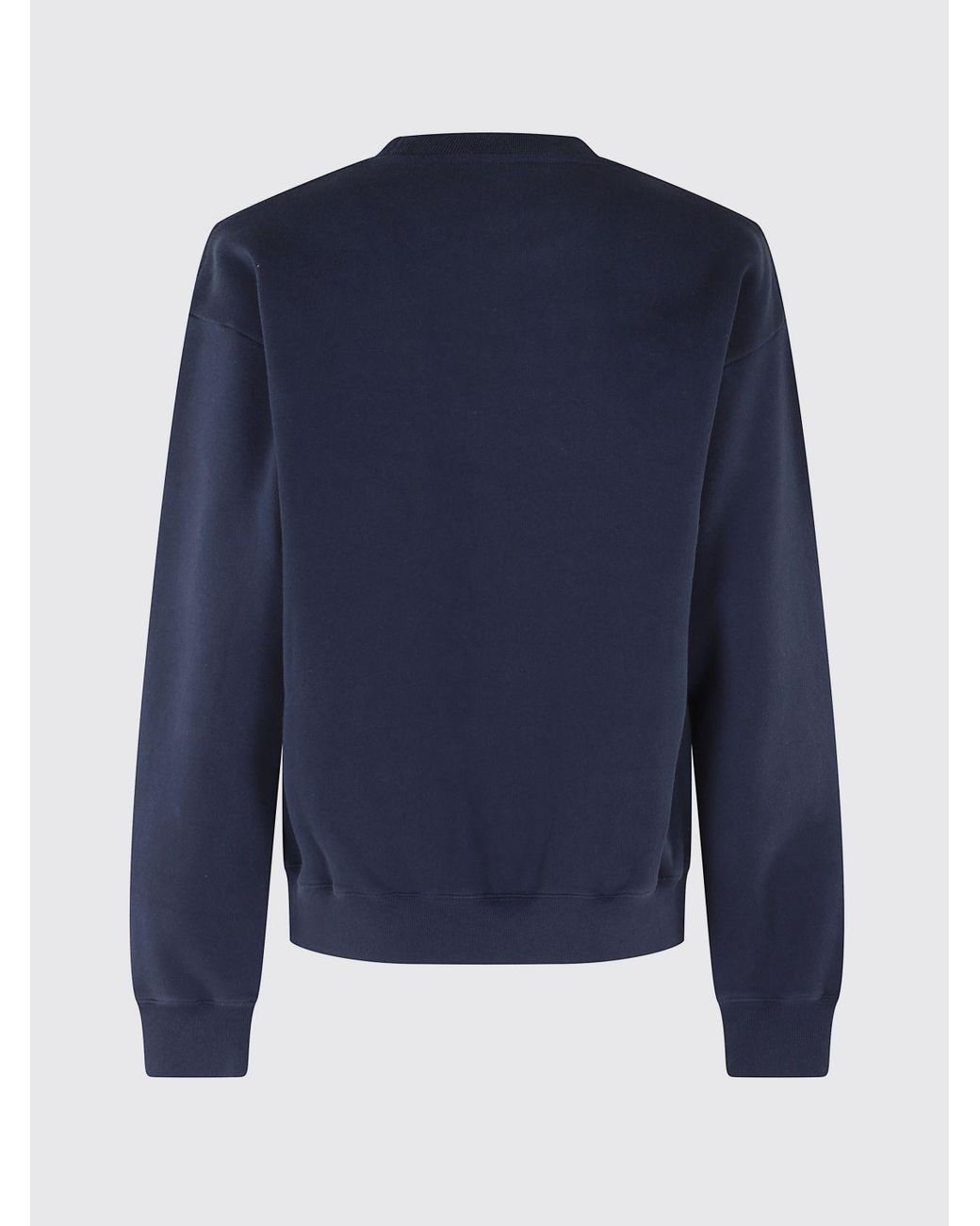Sporty & Rich Blue Sporty &Amp Rich Varsity Crest Essential Crewneck Cotton Sweatshirt