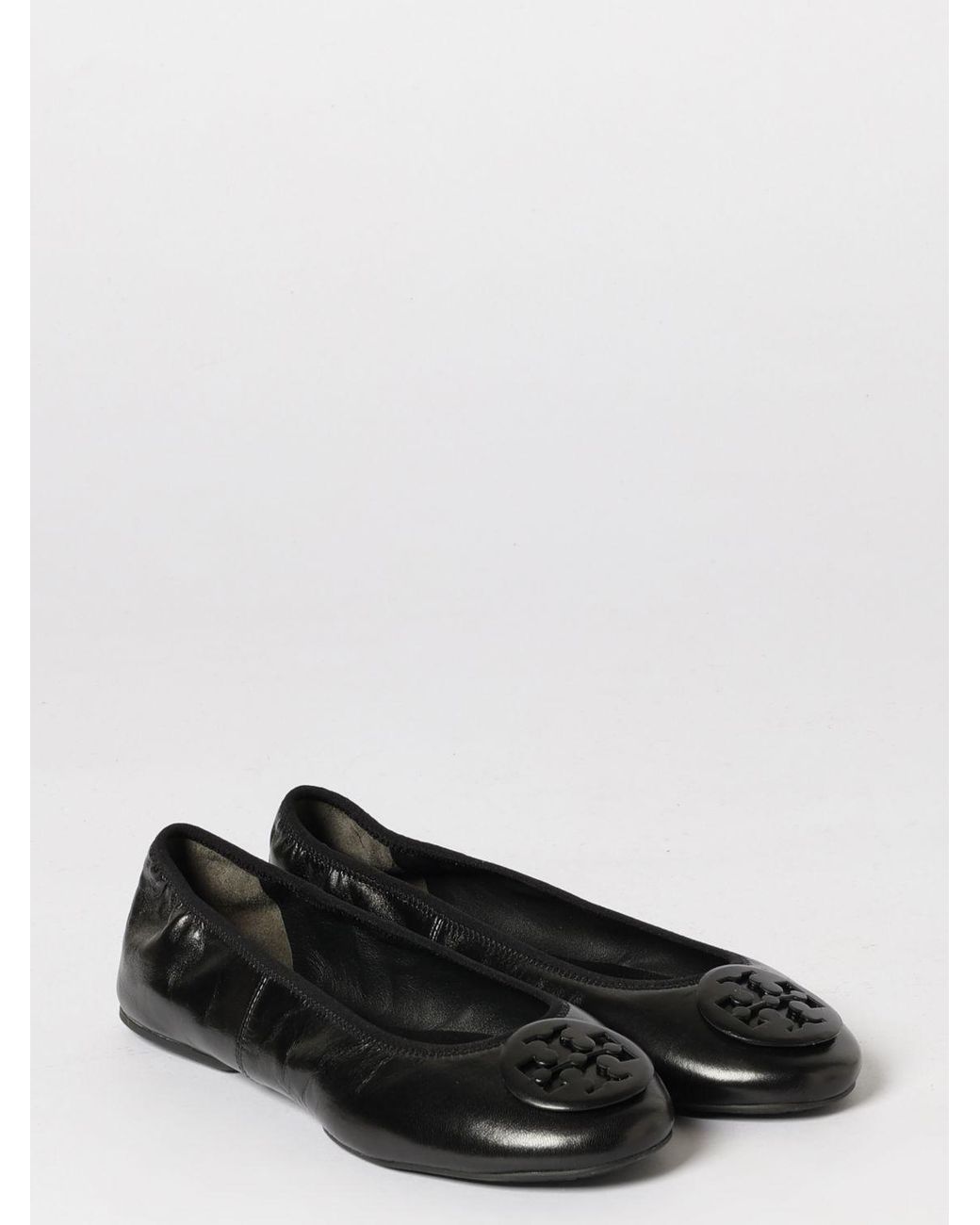 Tory Burch White Reva Leather Travel Ballerinas