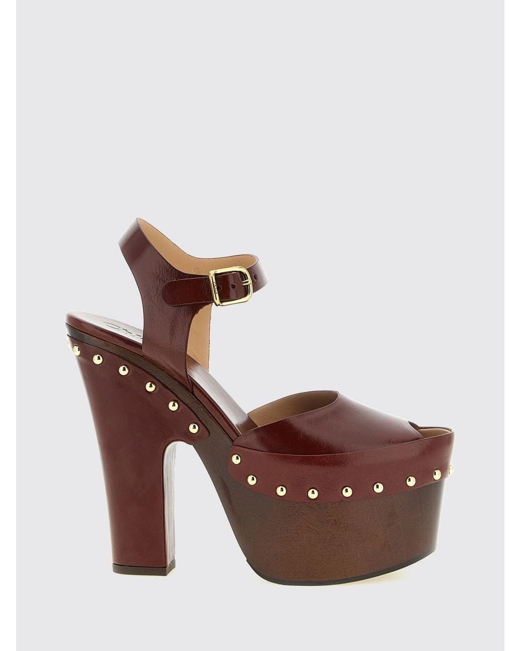 Chloé Brown ChloÉ Meret High-Heel Calfskin Leather Sandals With Platform And Strap