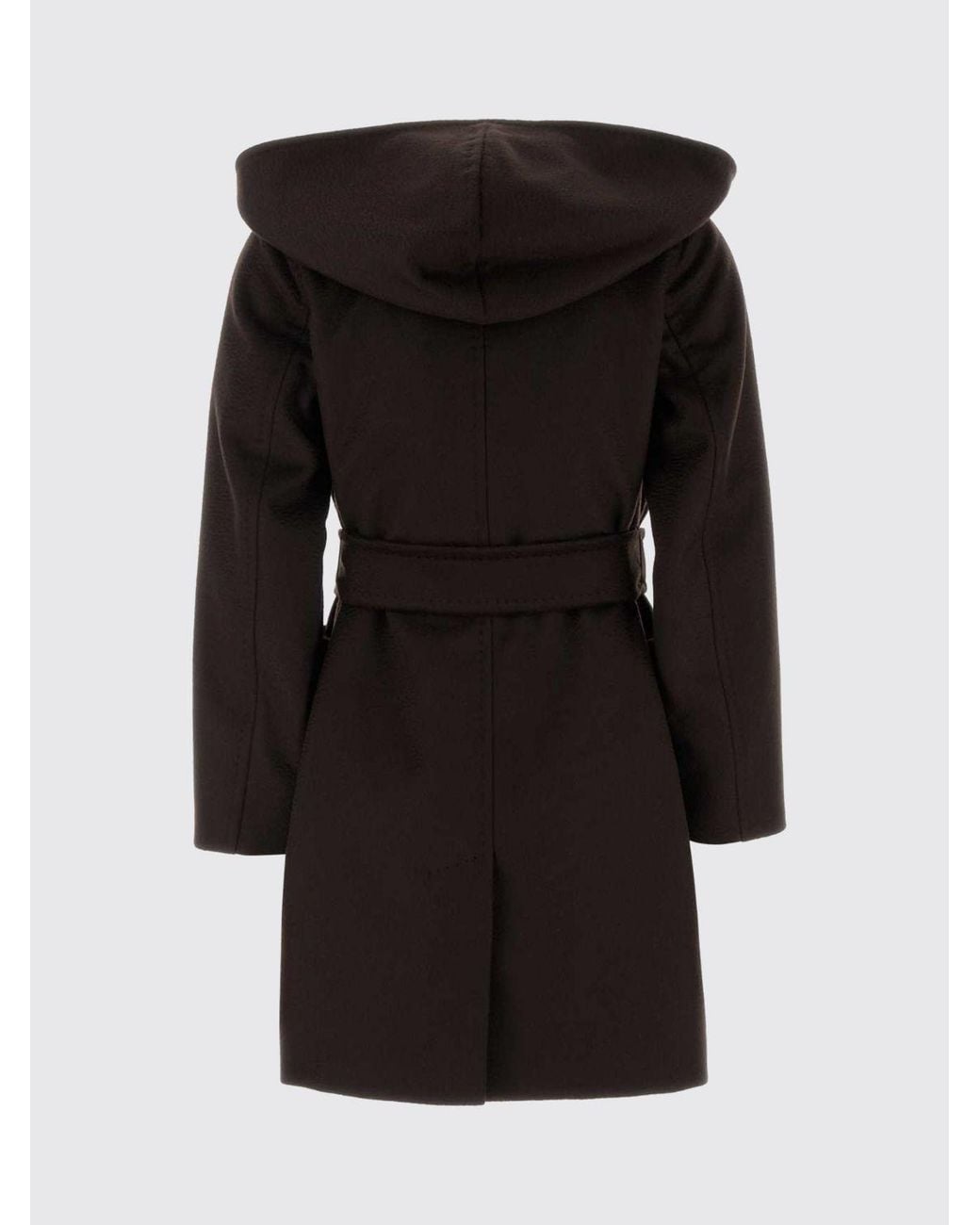 Max Mara Brown Knee-Length Camel Wool Robe Coat With Shawl Collar And Belt