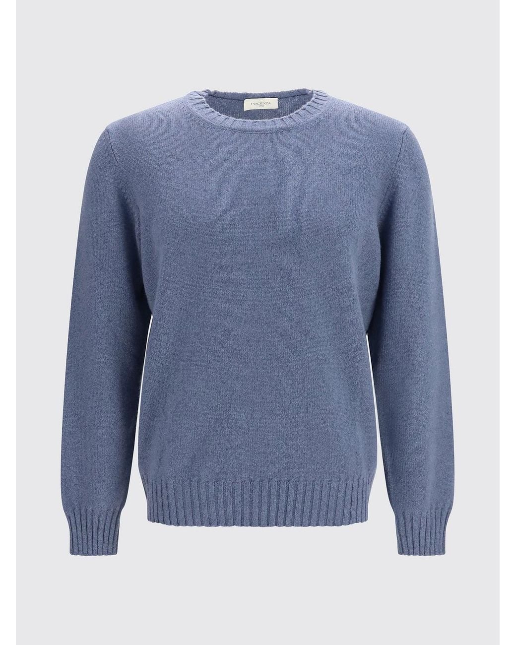 Piacenza Cashmere Blue Pure Cashmere Long-Sleeved Crew Neck Jumper for men