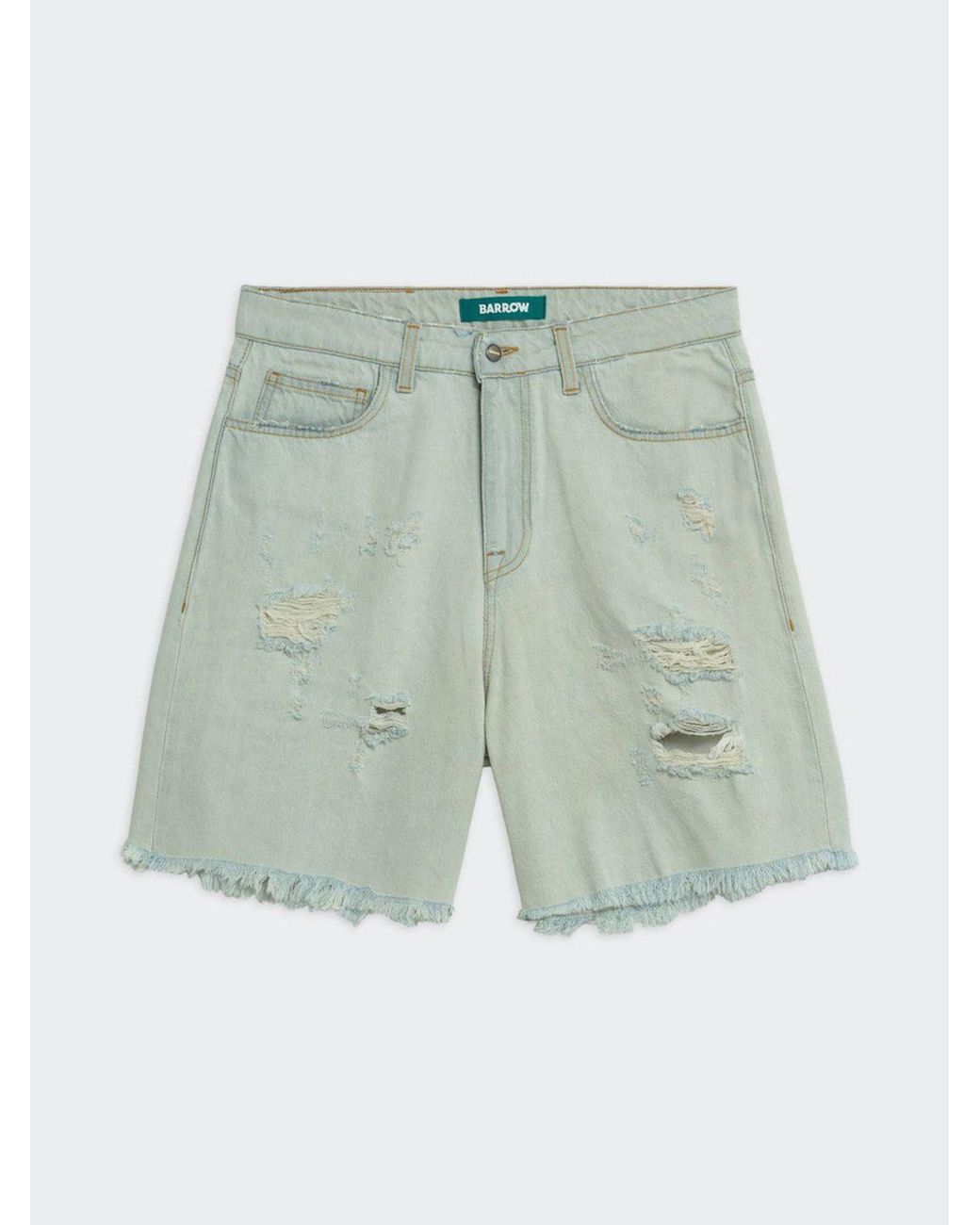 Barrow Green Distressed Denim Shorts for men
