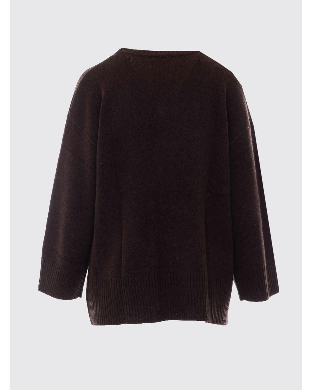 Not Shy Brown Pure Cashmere Crewneck Jumper With Applied Patch Pocket