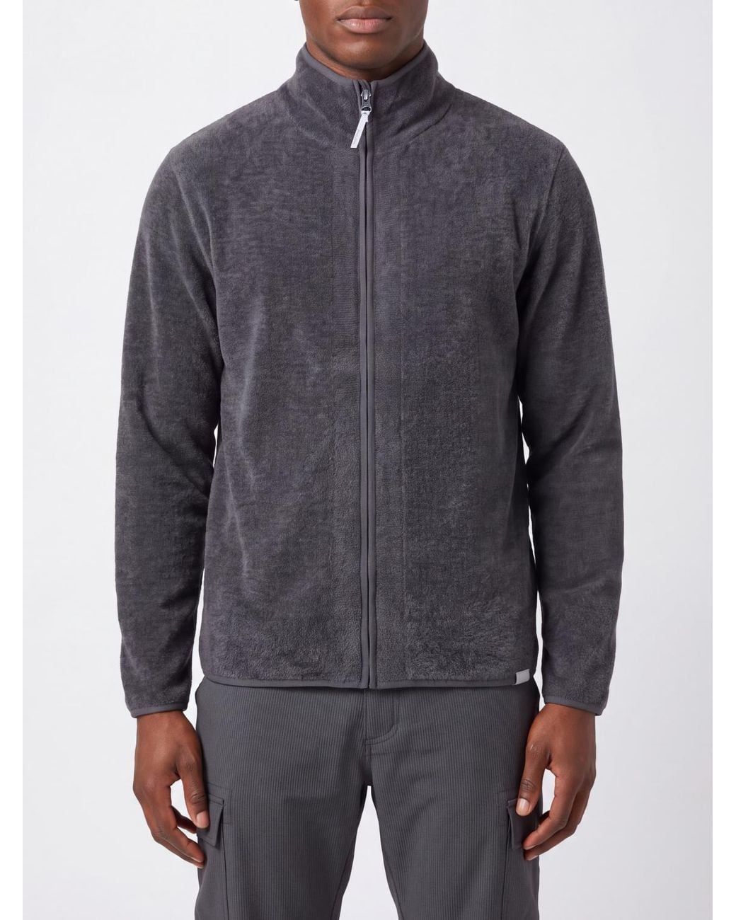 houdini Gray High Neck Zip-Up Cardigan for men