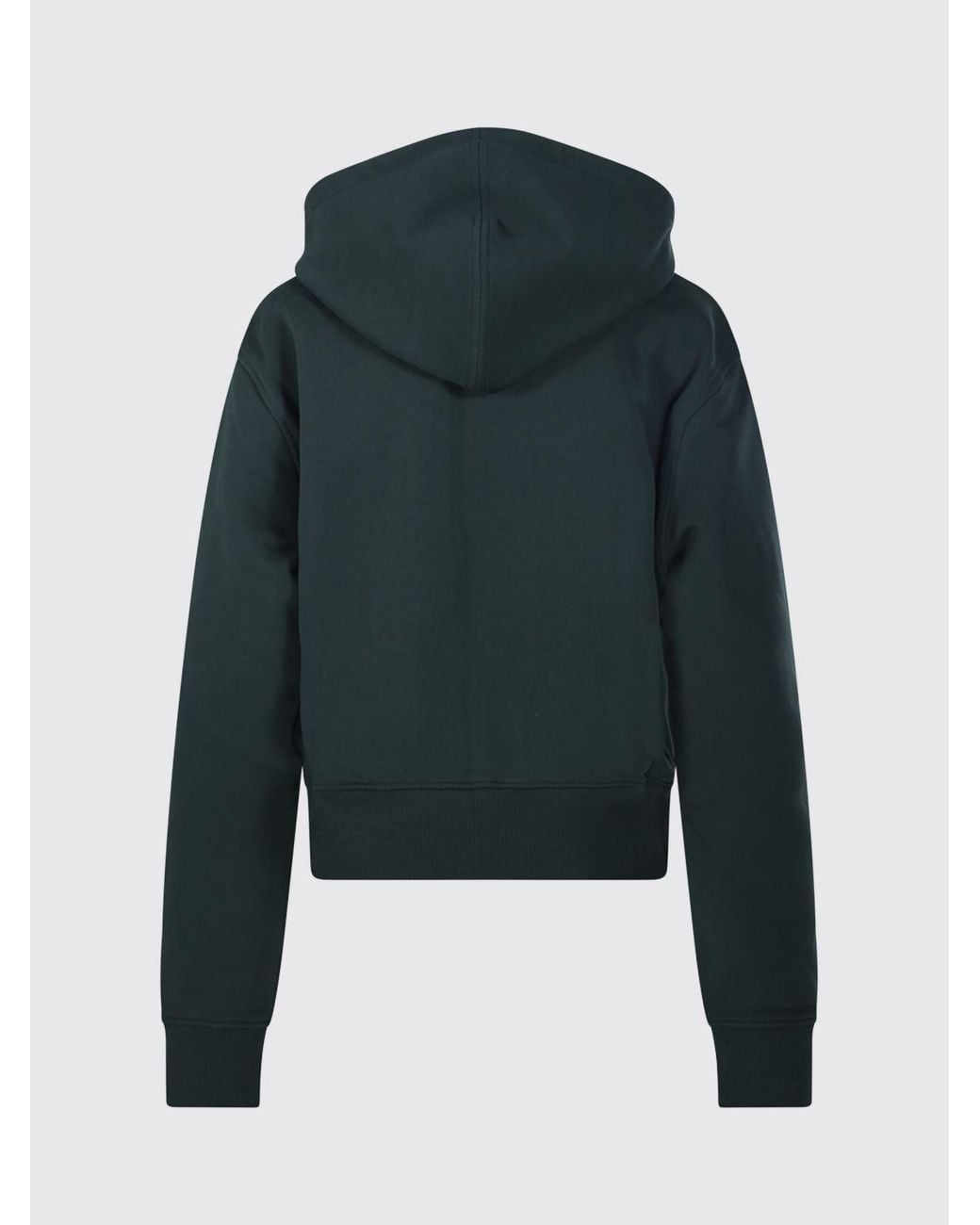 AMI Blue Hooded Zip-Up Cotton Sweatshirt With Embroidered Logo