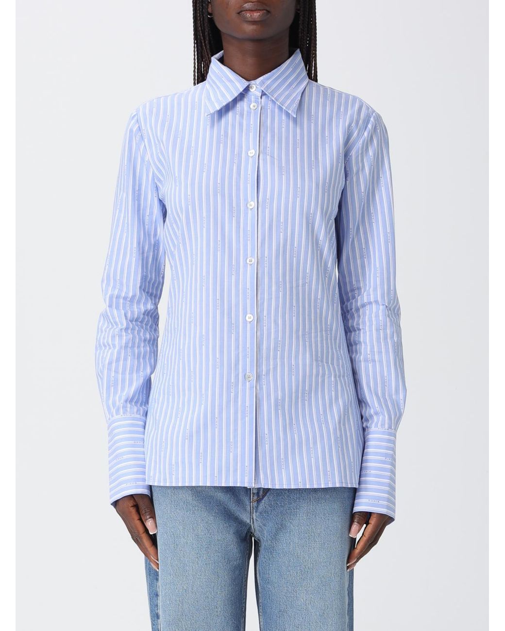 Pinko Blue Striped Cotton Casual Shirt