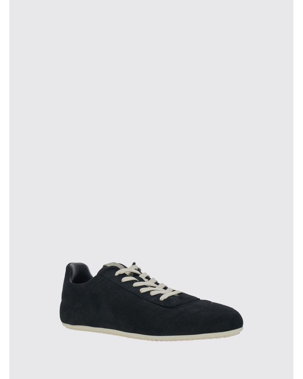 Rick Owens White Low-Top Suede Leather Sneakers With Rubber Sole for men