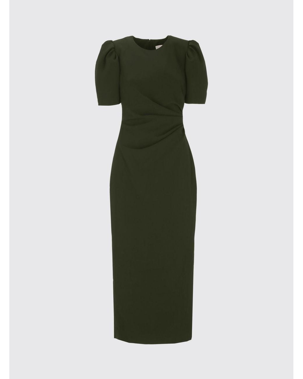 Carolina Herrera Black Jersey Midi Sheath Dress With Puff Sleeves