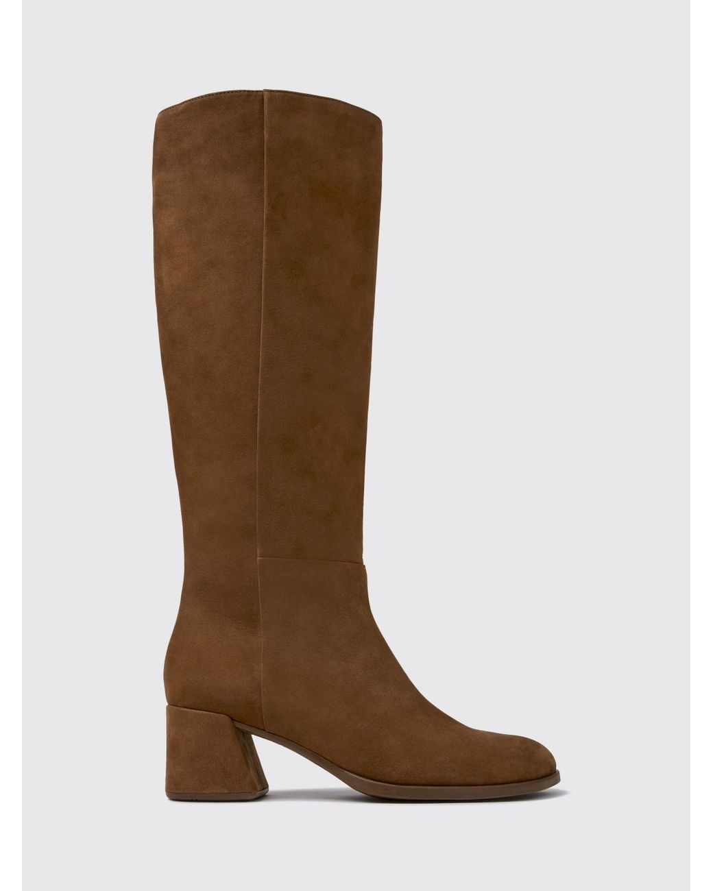 Camper Brown Kora Nubuck Leather Knee-High Boots With A Medium Heel And Zip