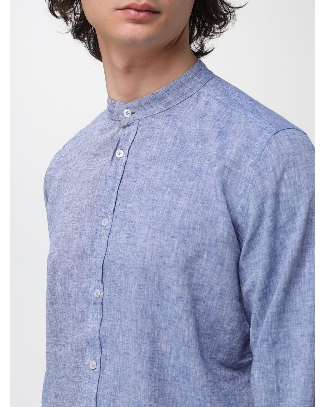Manuel Ritz Blue Linen And Cotton Casual Shirt for men
