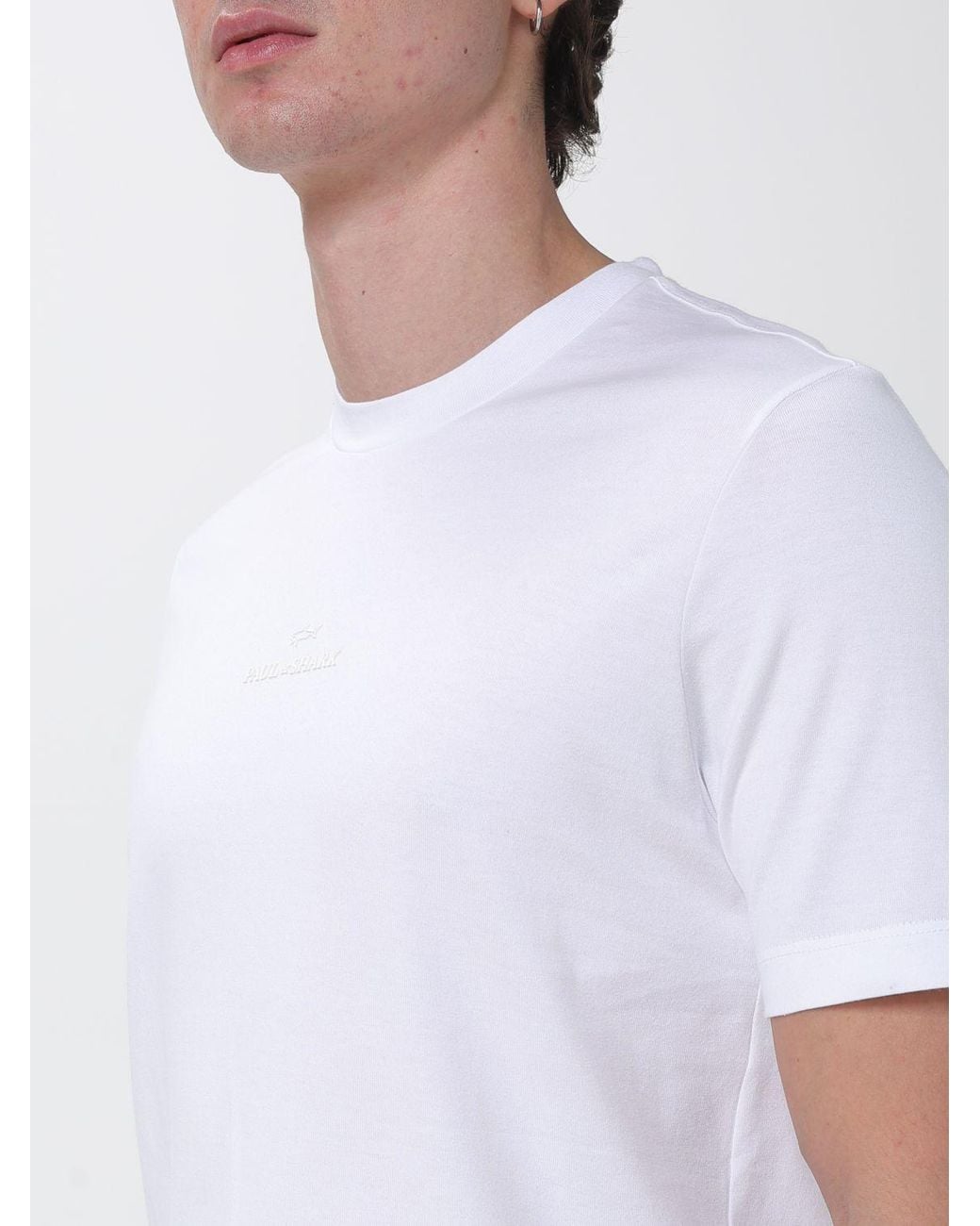 Paul & Shark White Paul &Amp Shark Slim Fit Short-Sleeved Cotton Crew Neck T-Shirt for men