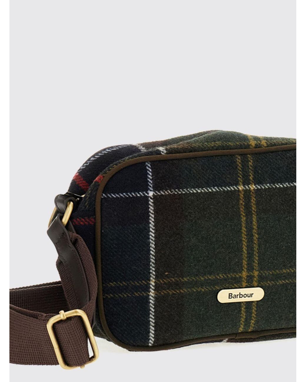 Barbour Black Tartan Wool-Blend Mini Camera Bag