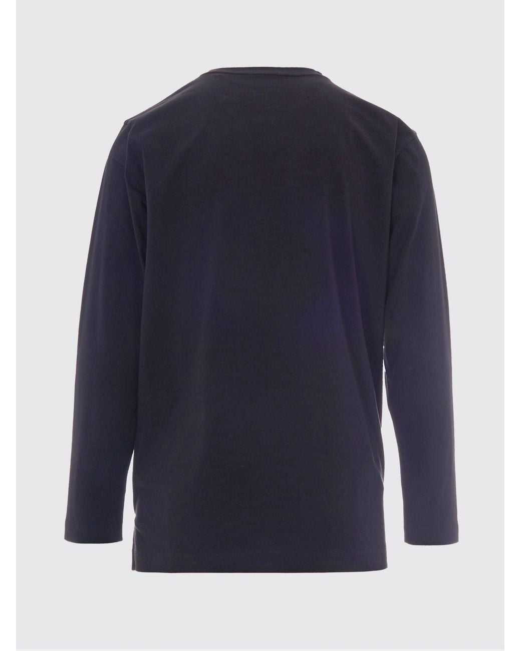 Y-3 Blue Crewneck Long-Sleeved Cotton T-Shirt With Tone-On-Tone Logo for men