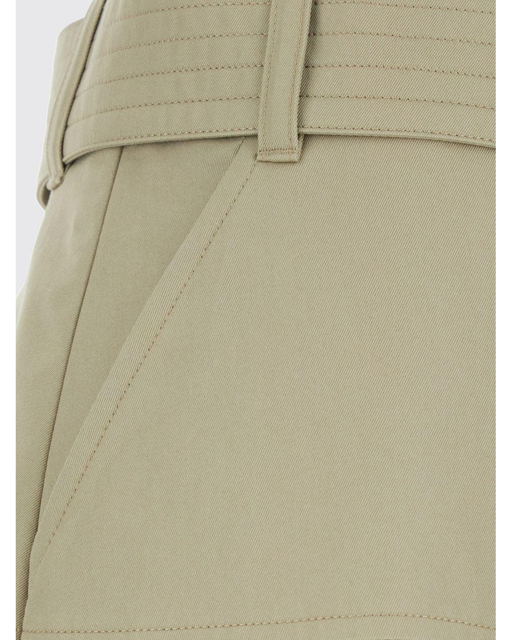 Burberry Natural High-Waisted Asymmetrical Cotton Midi Skirt With Belt