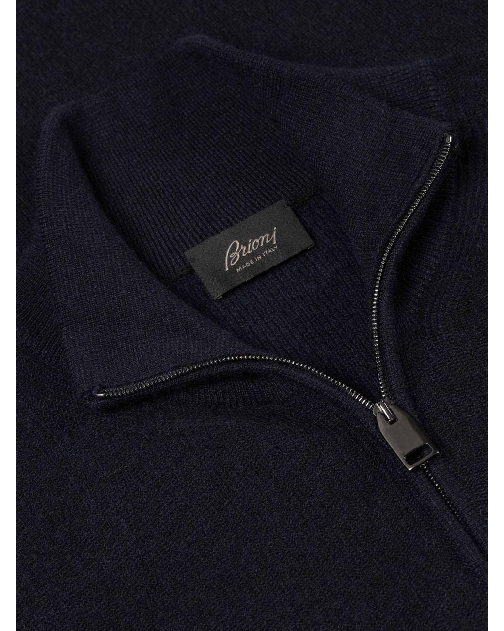 Brioni Blue Half-Zip Turtleneck Jumper for men