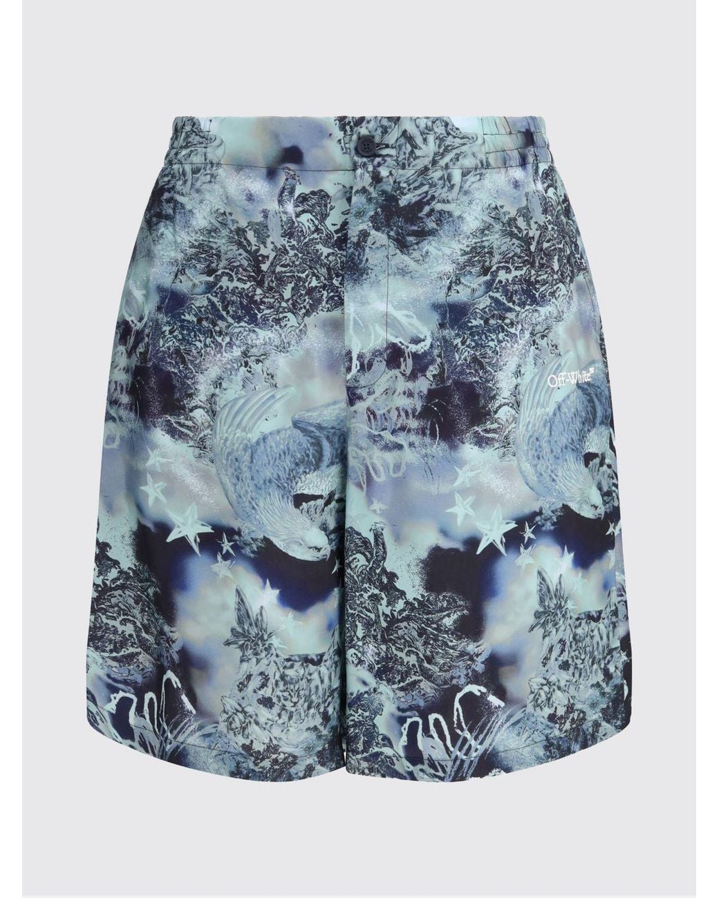 Off-White c/o Virgil Abloh Blue Printed Viscose Shorts for men