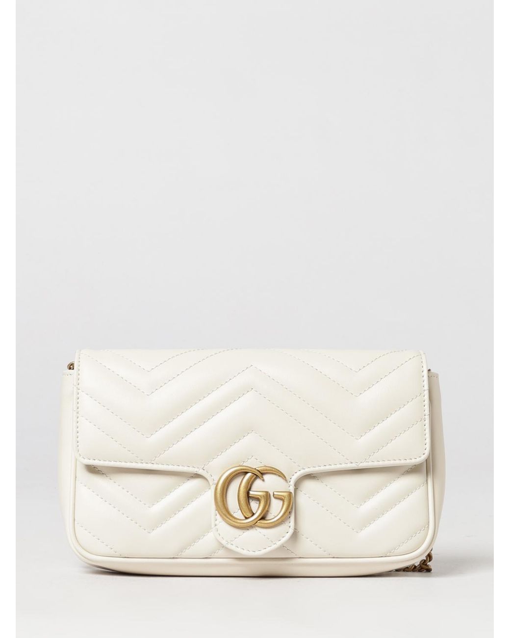 Mini Borsa A Spalla Gg Marmont di Gucci in Natural