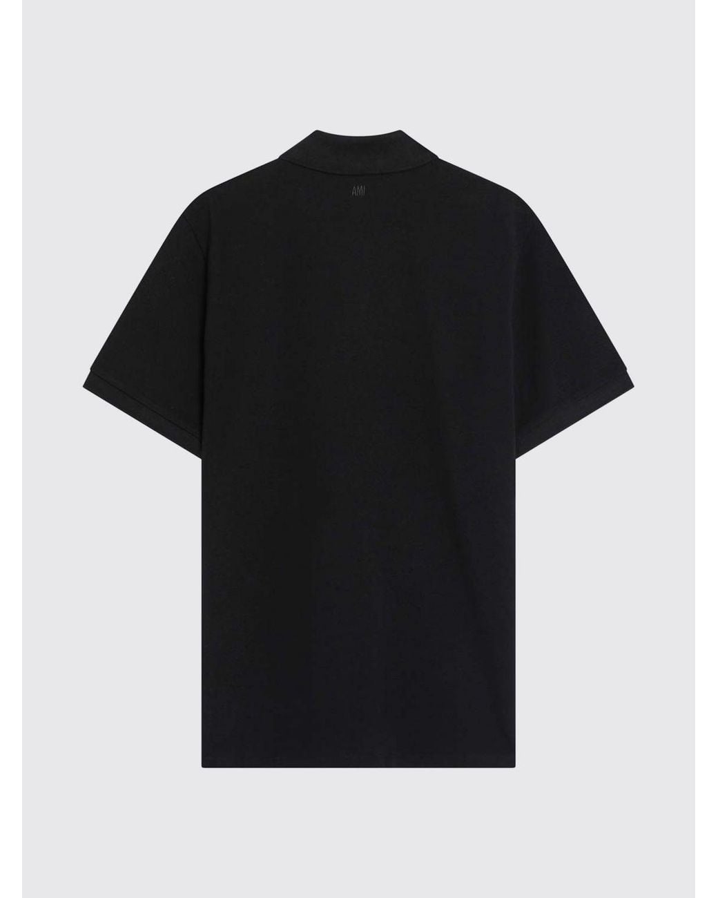 AMI Black Short-Sleeved Polo Shirt for men