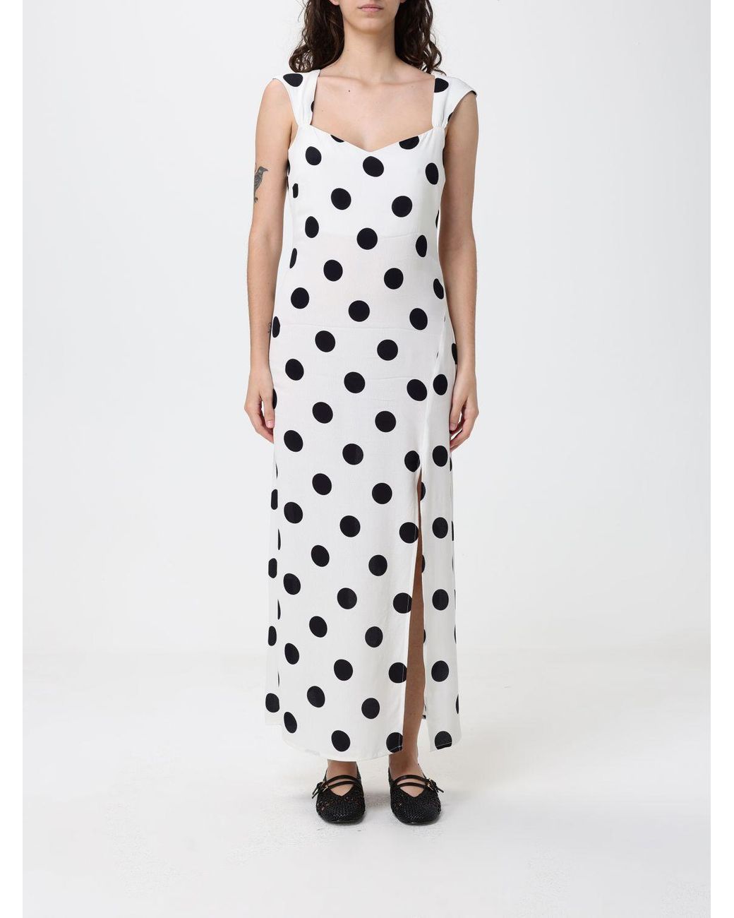 Mar De Margaritas White Polka Dot Viscose Long Dress