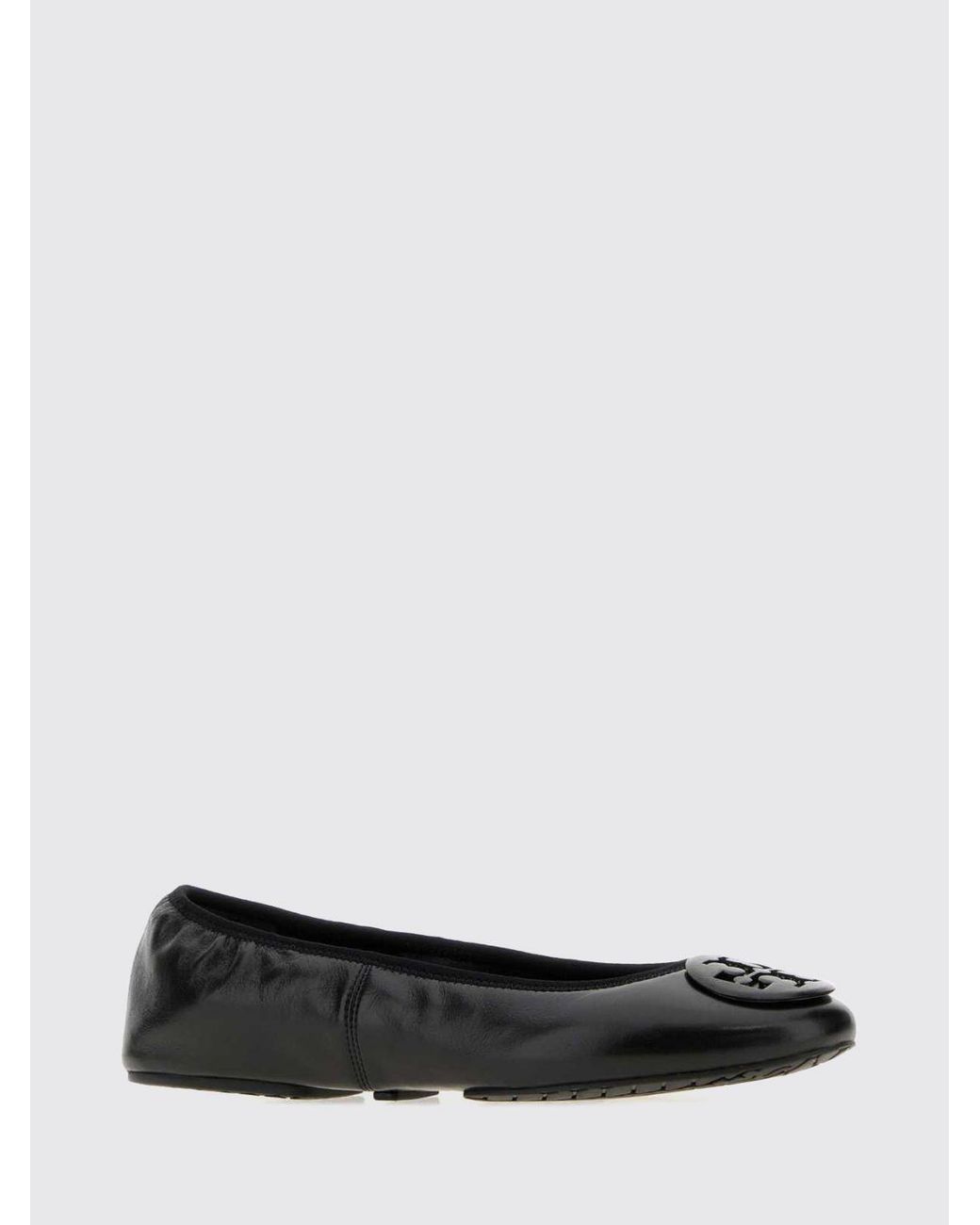 Tory Burch White Reva Smooth Leather Ballet Flats With Tone-On-Tone Double T Logo