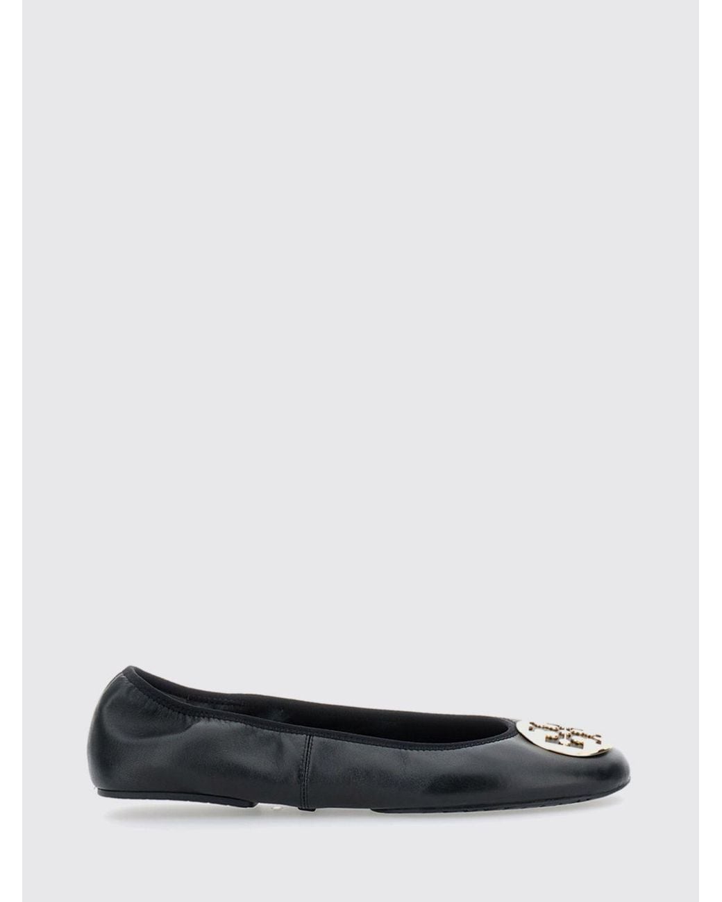 Tory Burch White Reva Leather Travel Ballerina Flats