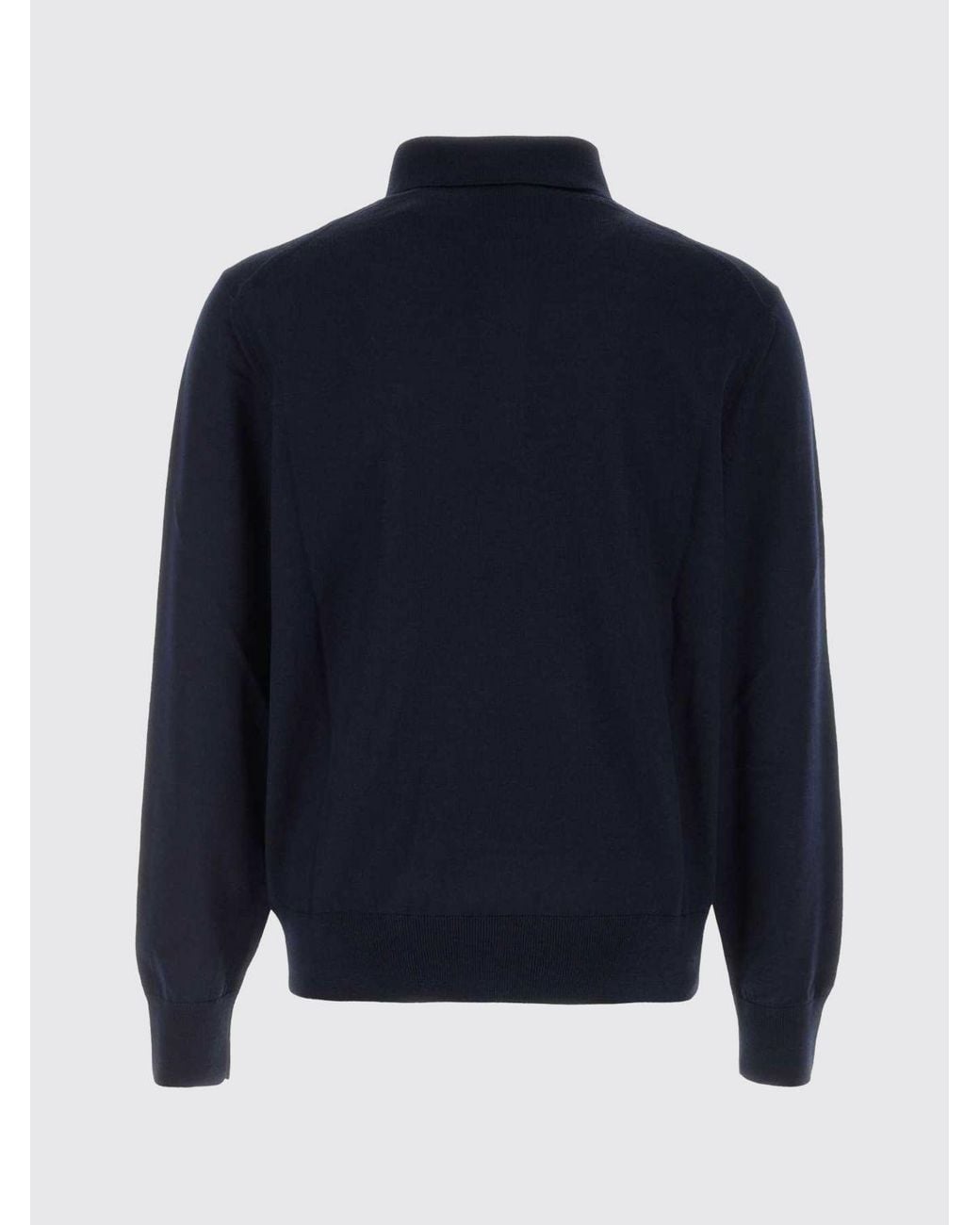Boss Blue Long-Sleeved Knit Polo Shirt for men