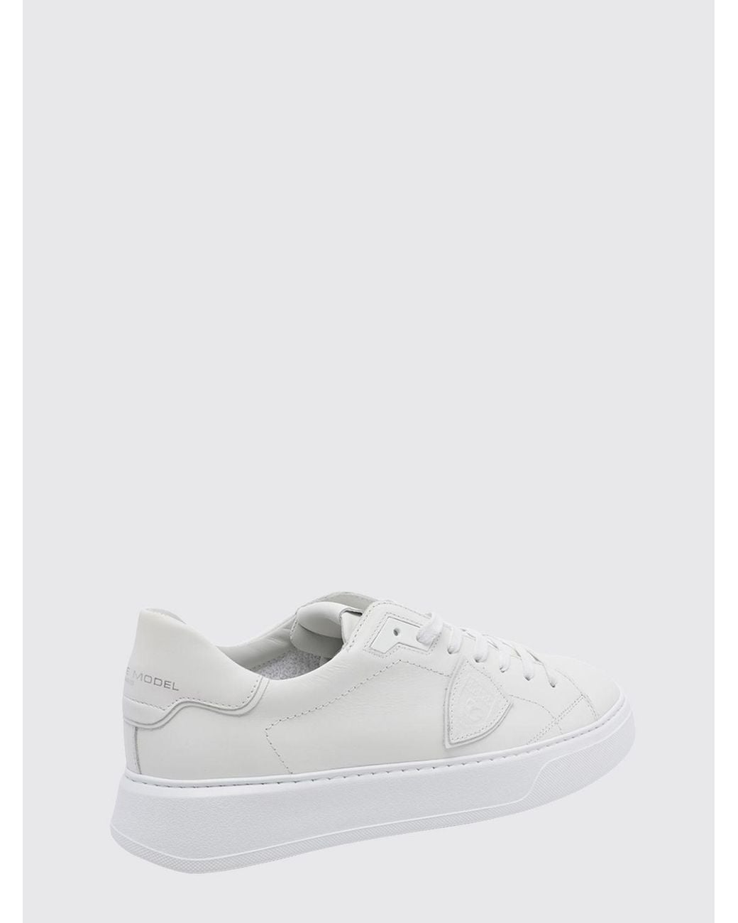 Philippe Model Temple Low Low-Top-Sneakers Aus Glattleder Mit Schild-Logo in White für Herren