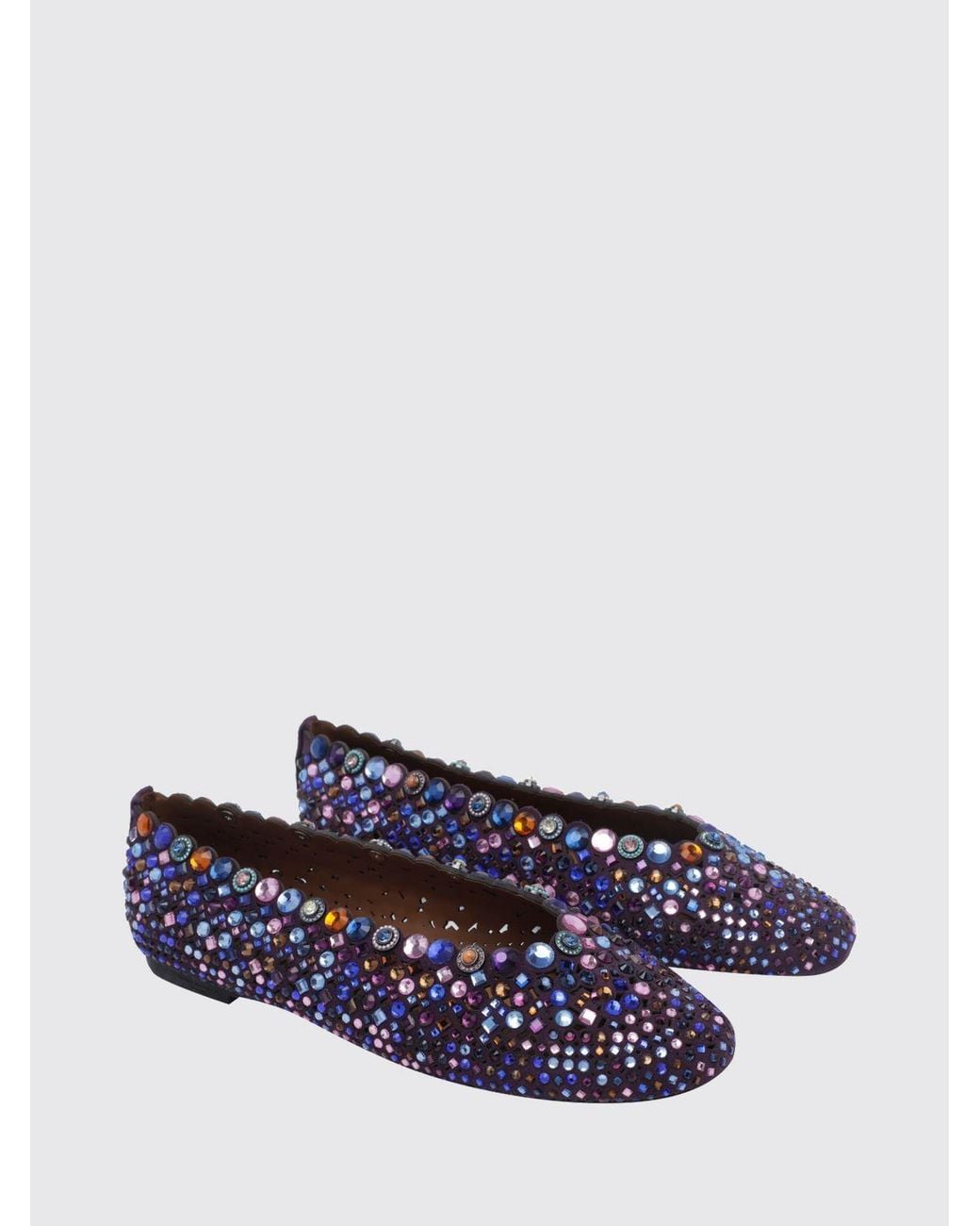 Kurt Geiger White Crystal-Embroidered Leather Ballet Flats