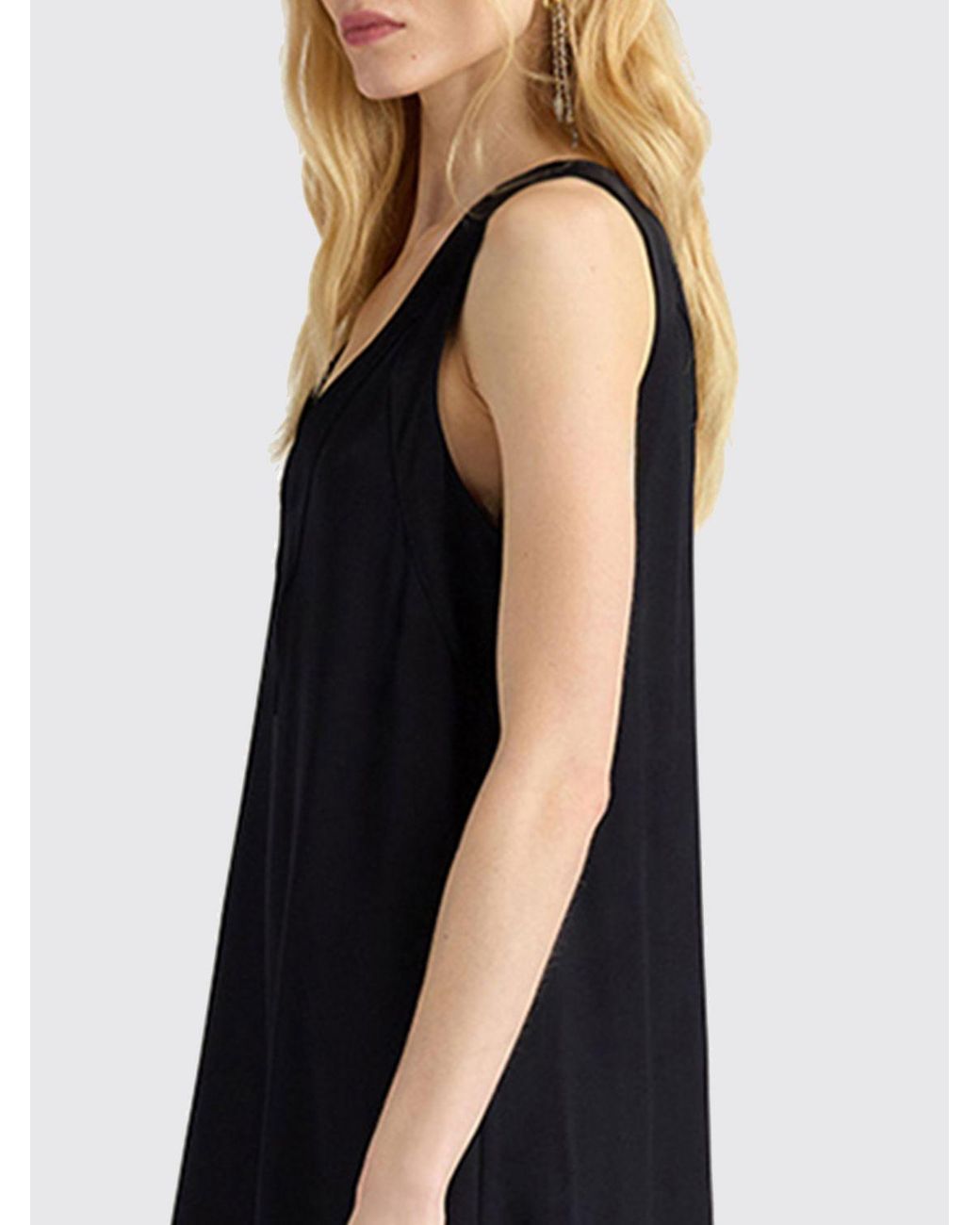 Momoní Black MomonÌ Eisla V-Neck Midi Slip Dress