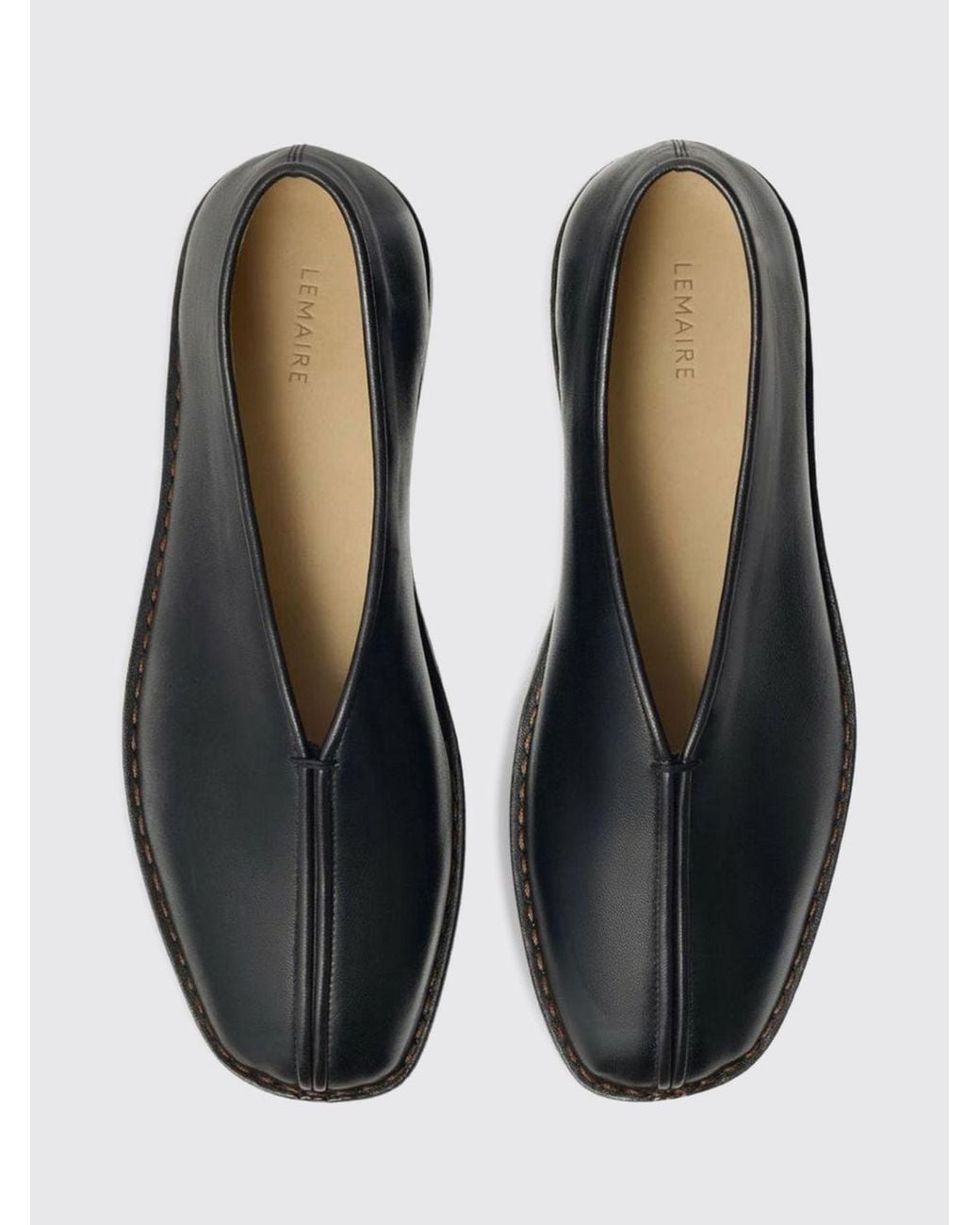 Lemaire White Rounded-Toe Lambskin Ballet Flats