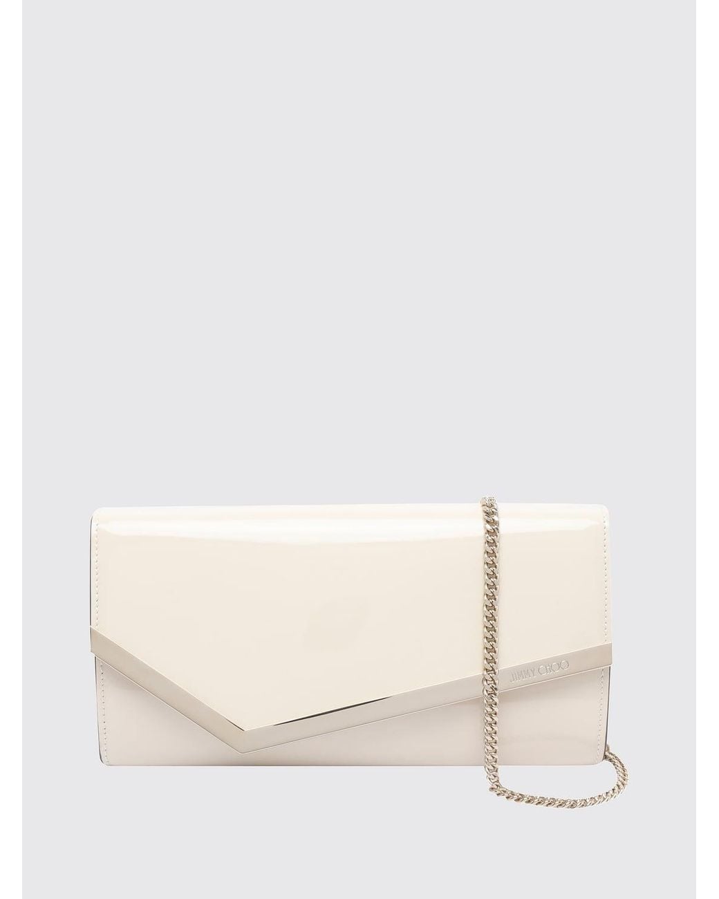 Jimmy Choo Natural Emmie Patent Leather Mini Handbag With Chain Strap