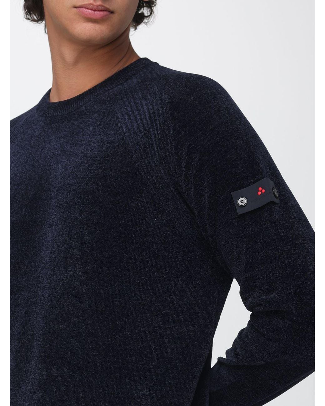 Peuterey Blue Crew Neck Polyester Sweater With Long Sleeves And Ribbed Trims for men