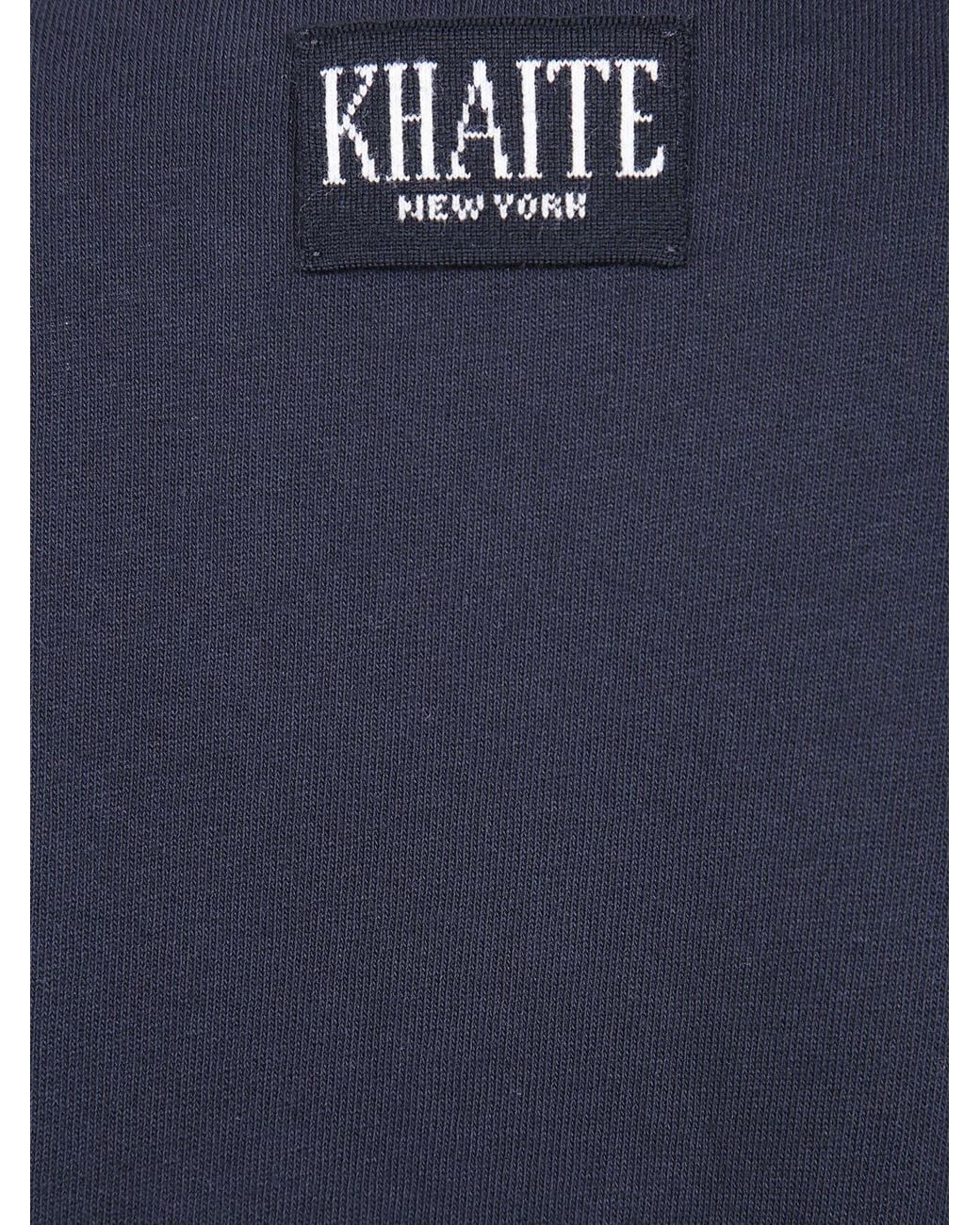 Khaite Blue Cotton Crew-Neck T-Shirt With Dropped Shoulders