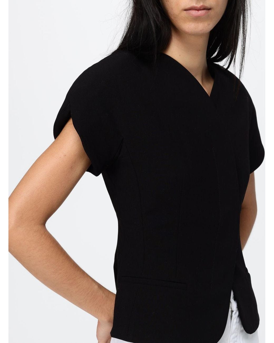 Jacquemus Black Slim Fit Cropped Blazer With Puff Sleeves