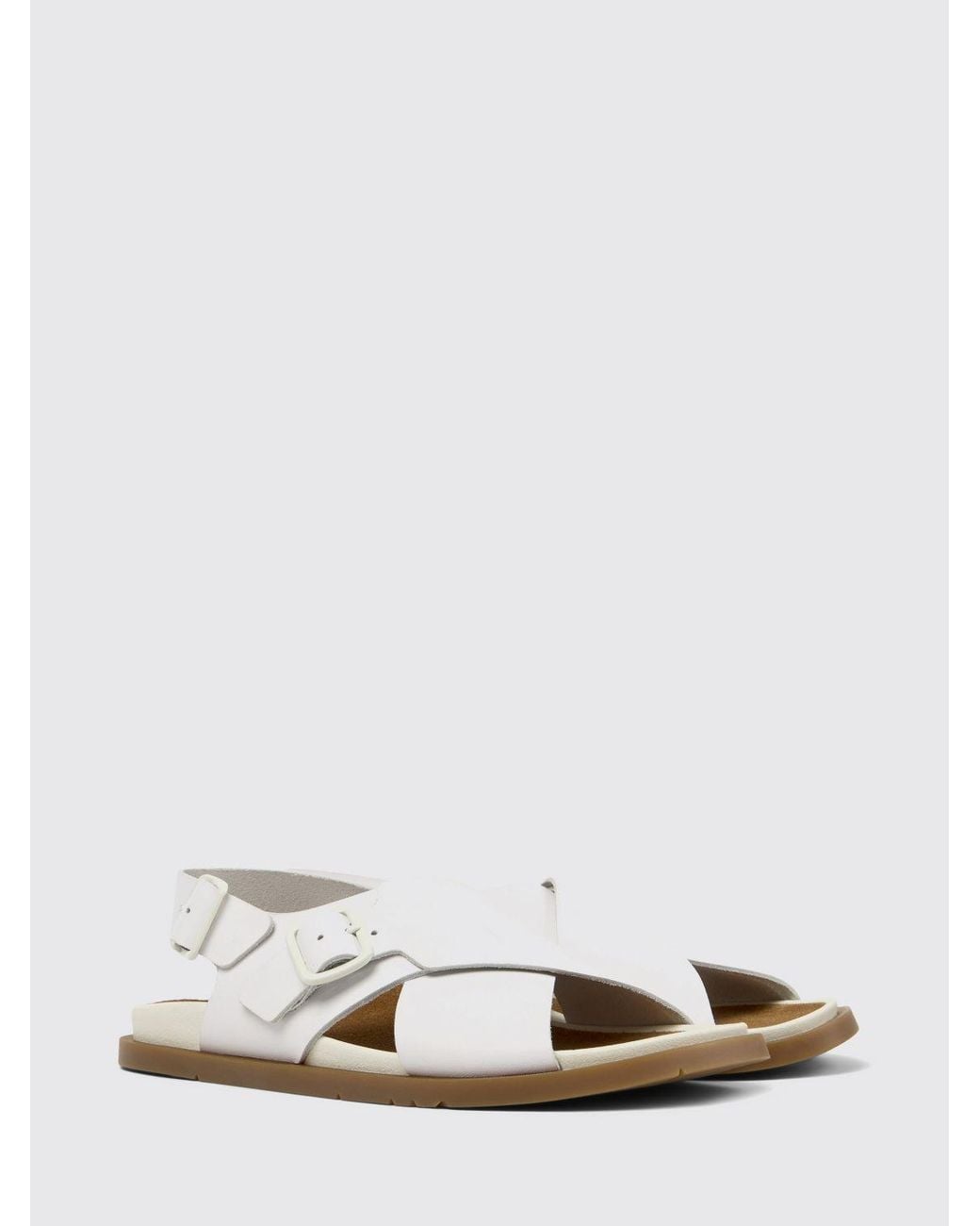 Camper White Lluc Leather Sandals