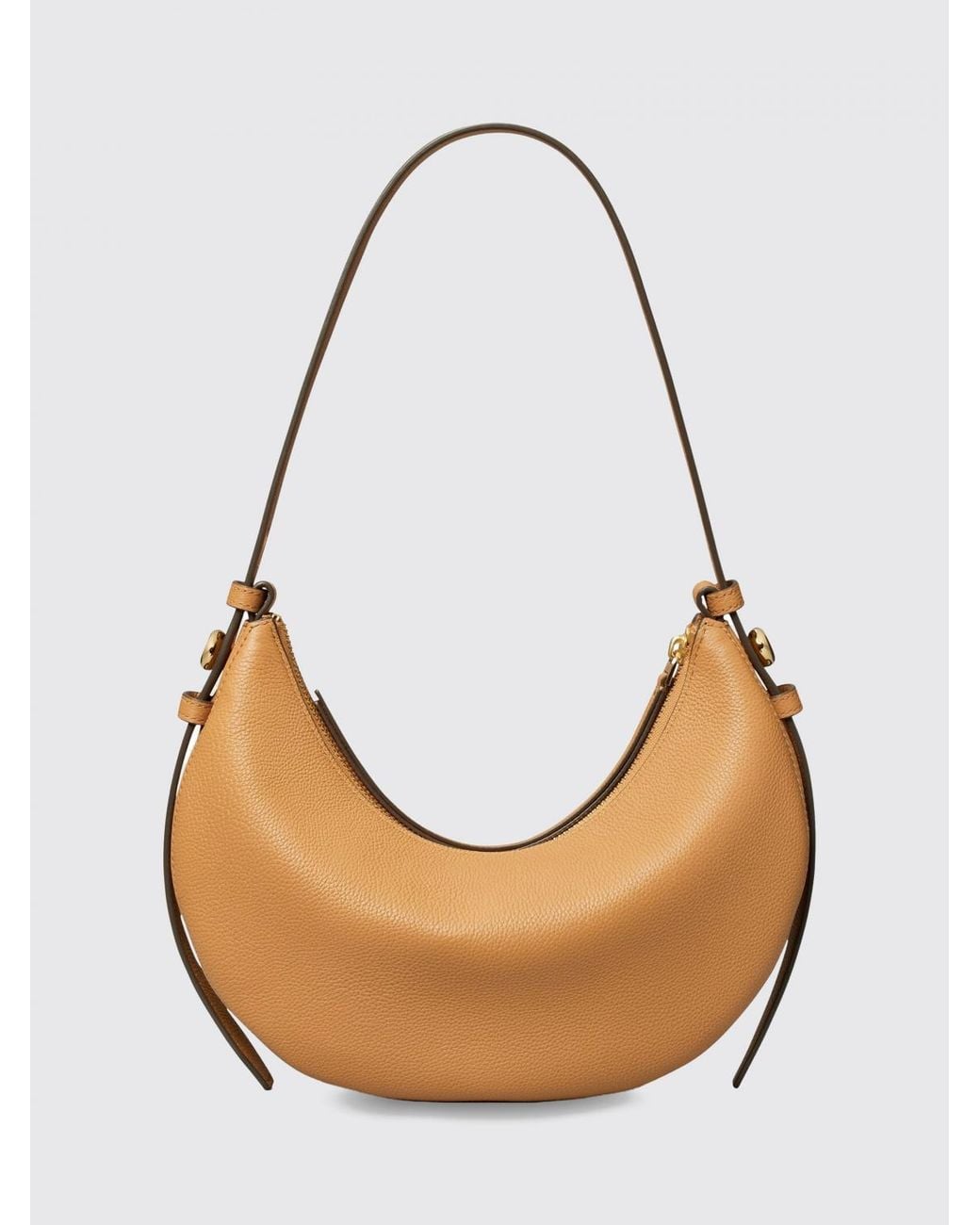 Tory Burch White Romy Half-Moon Hammered Leather Shoulder Bag