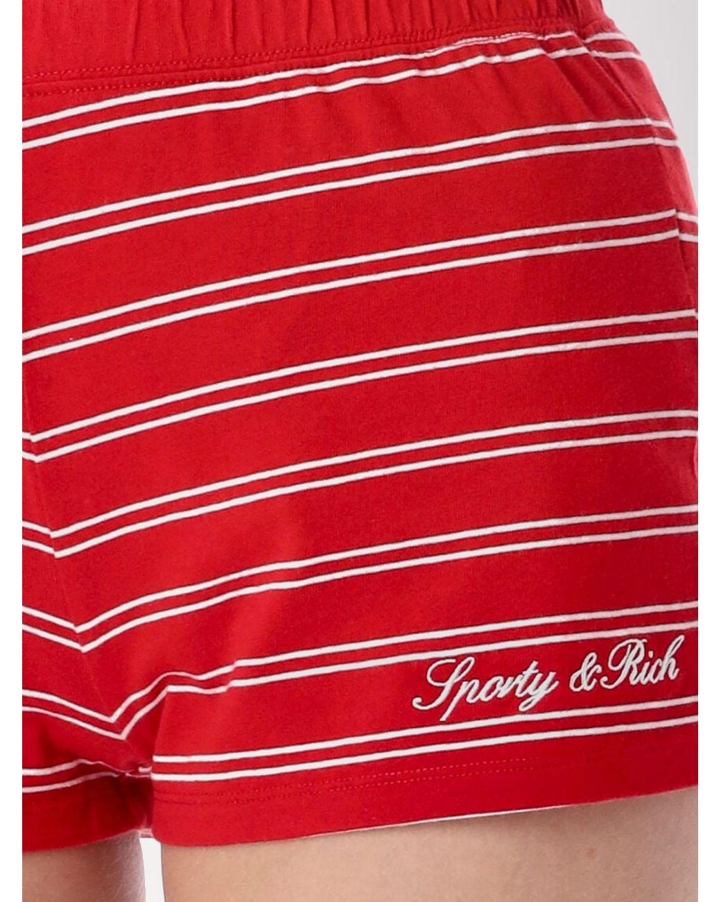 Sporty & Rich Sporty &Amp Rich Striped Cotton Culotte Shorts With Slim Fit And Embroidered Logo