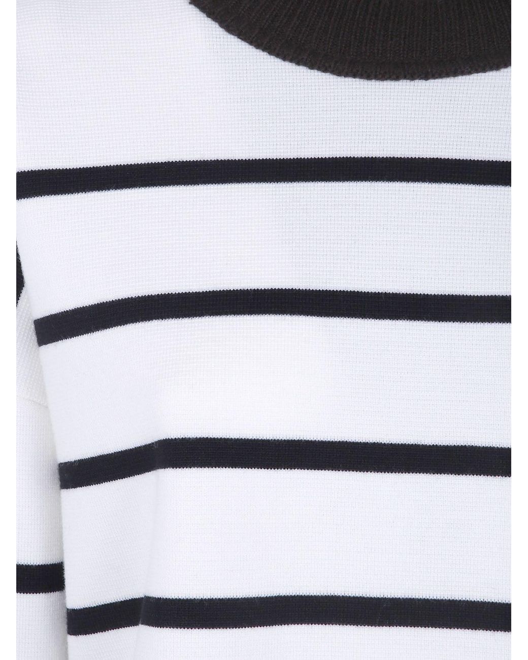 Mrz Blue Striped Virgin Wool And Cashmere Crewneck Jumper