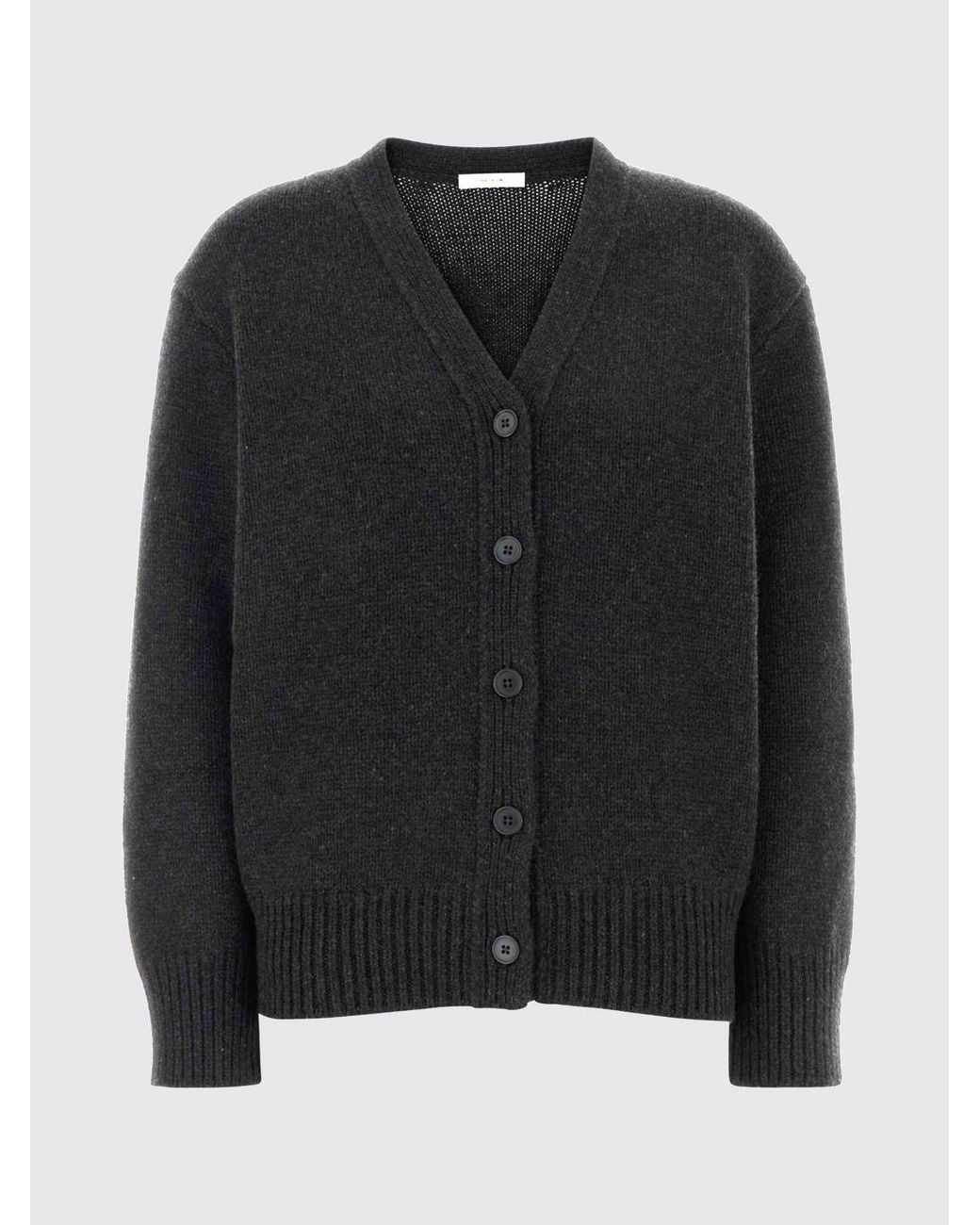 The Row Gray Cashmere Blend Cardigan With V-Neck, Dropped Shoulders And Button Closure