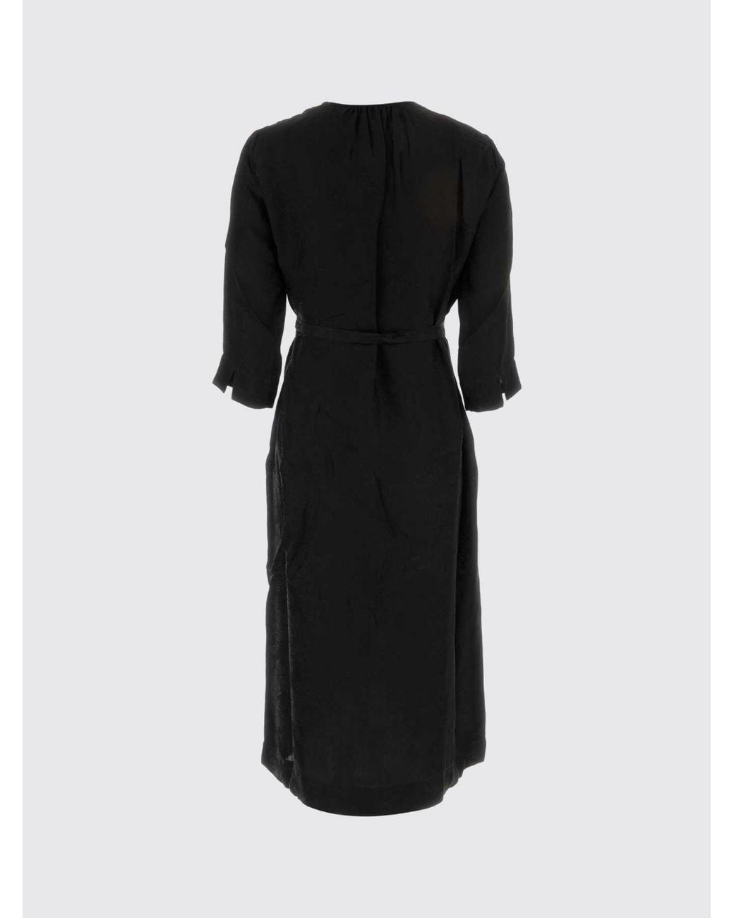 Uma Wang Black Midi Wrap Dress