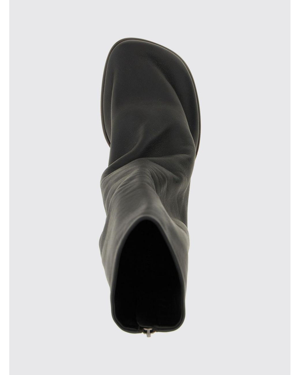 Lemaire Black Glove Crinkled-Effect Lamb Leather Boots With High Heel