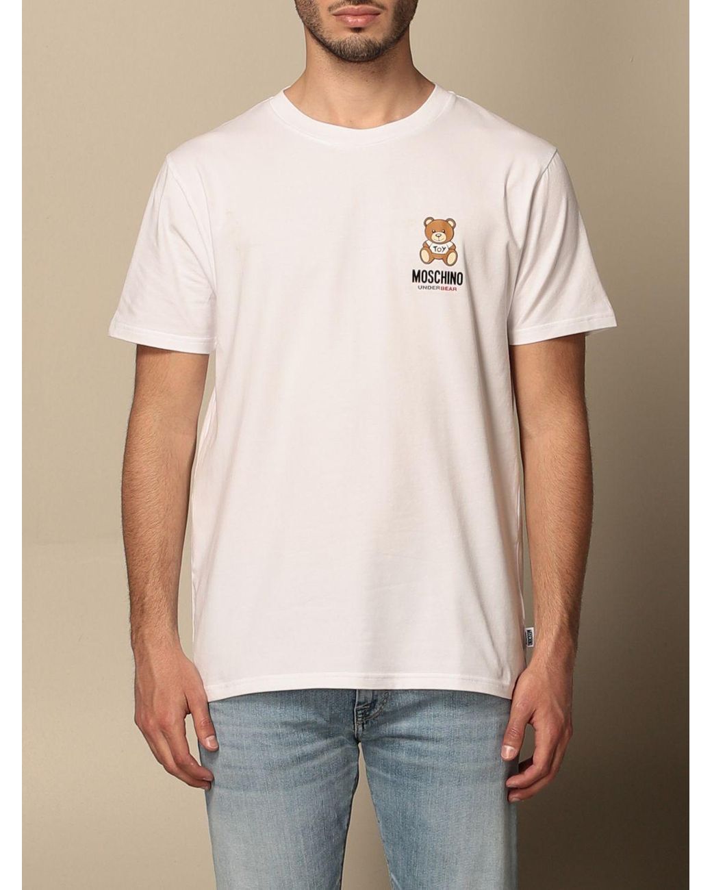T-shirt à logo en coton Coton Moschino pour homme en coloris Blanc Homme T-shirts T-shirts Moschino 
