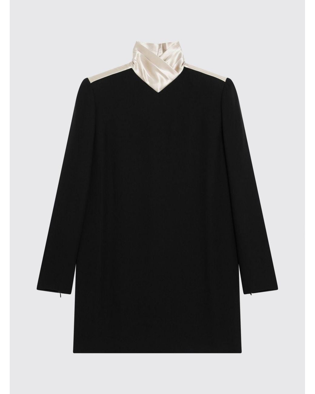 Valentino Garavani Black Long-Sleeved High-Neck Crêpe Sheath Mini Dress