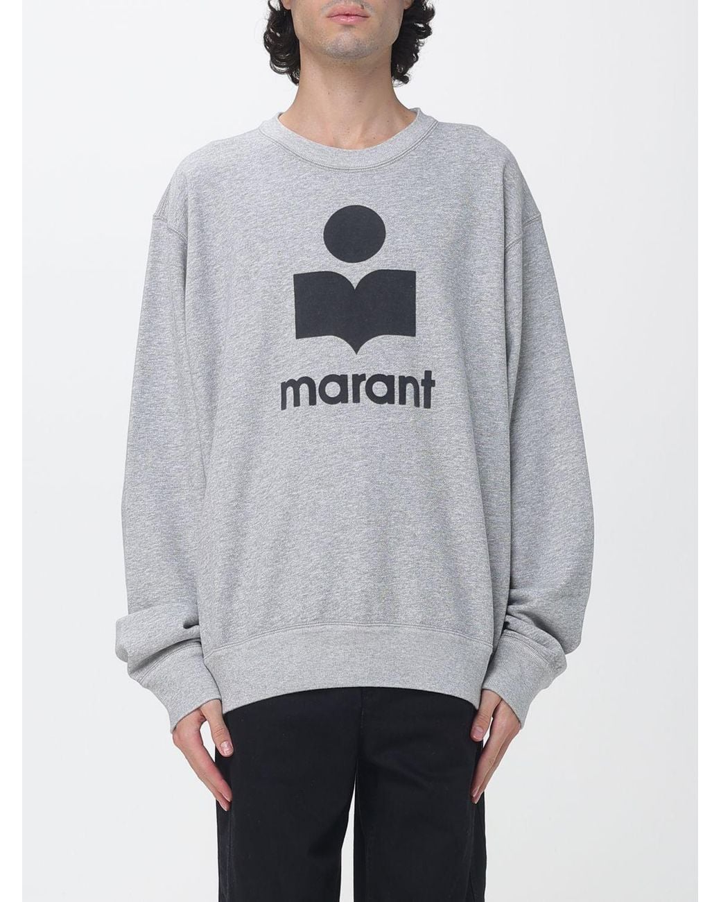 Isabel Marant Gray Relaxed Fit Crewneck Sweatshirt With Contrast Logo for men