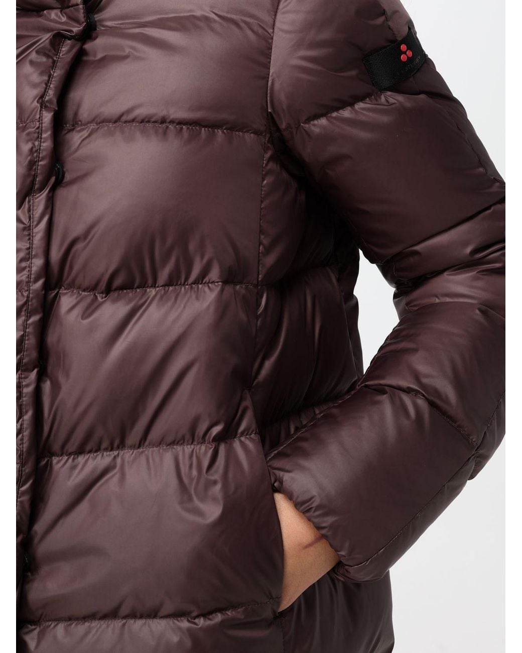 Peuterey Brown Short Quilted Nylon Puffer Jacket With A Hood And Water-Repellent Finish